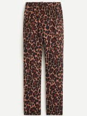 J. Crew Black and Brown Satiny Leopard-Print Pants